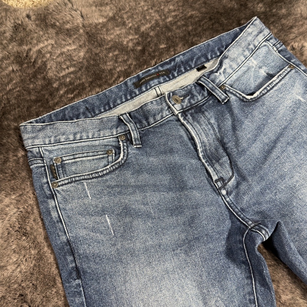John Varvatos Wight Skinny Jeans Mens Size 33 Blue Distressed Denim Pants